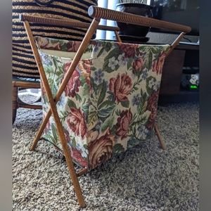 Sewing/Knitting Basket Floral Woven Tapestry